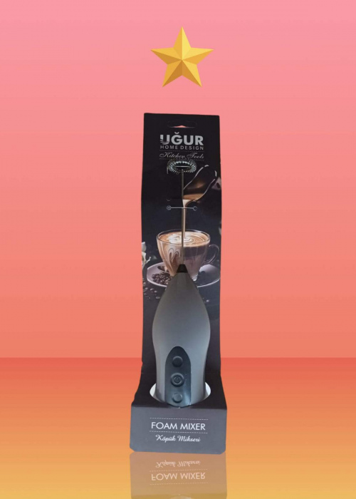 Gri Pilli Mini Mixer Kahve Süt Köpürtücü Karıştırıcı Cappuccino Mixer (3)